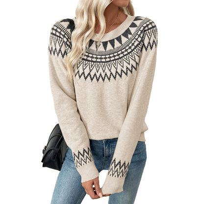 Women's knitted sweater with Nordic pattern NOVAE