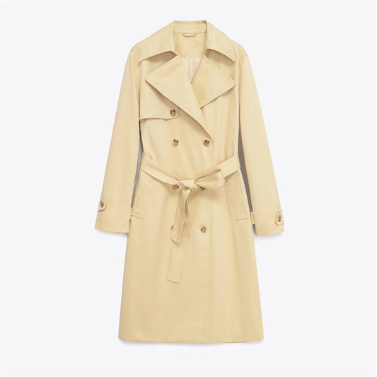 Women's classic trench coat with belt and double button placket NOVAE