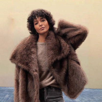 Women's faux fur jacket with elegant cut and soft lining NOVAE