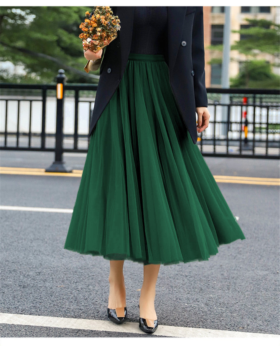 Women's Elegant Tulle Skirt with Wide Swing Cut and Elastic Waistband NOVAE
