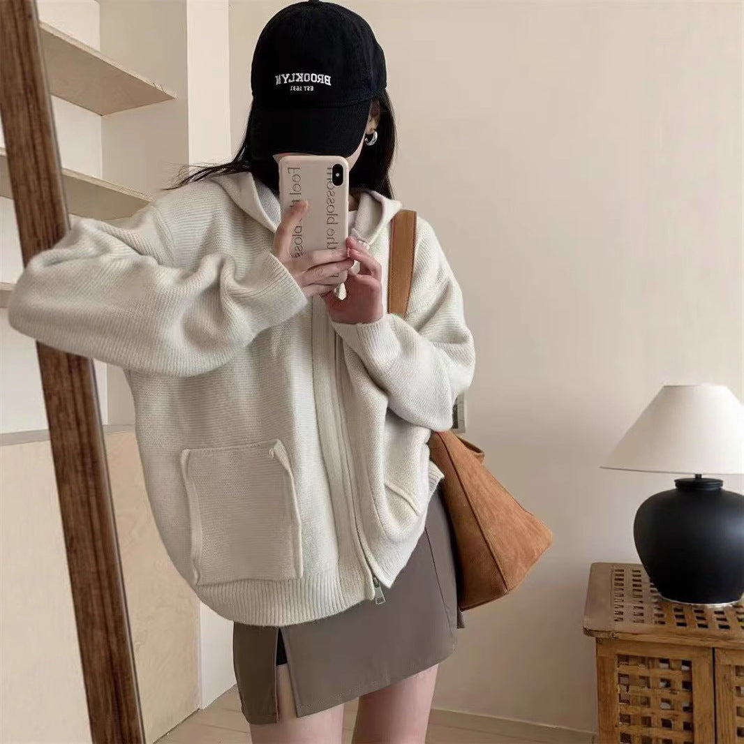 Women's Casual Oversized Cardigan with Hood and Pockets NOVAE