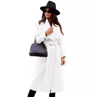 Women's Elegant Trench Coat with Belt and Textured Fabric NOVAE