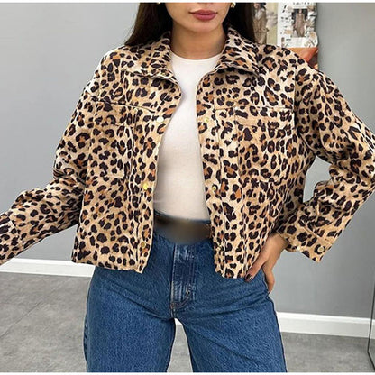 Women's fashionable jacket in leopard print design NOVAE
