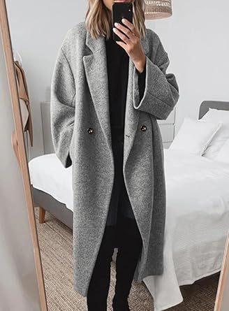 Women's Oversized Bouclé Coat with Double Button Placket NOVAE