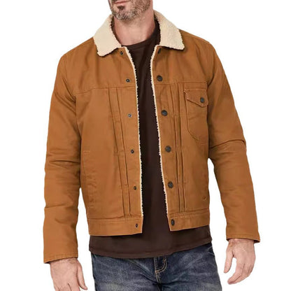 Men's cozy denim jacket with sherpa lining NOVAE