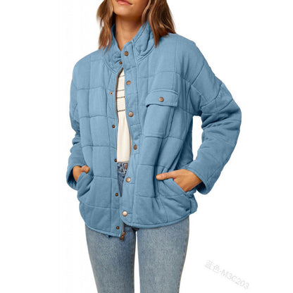 Women's quilted jacket with decorative button NOVAE
