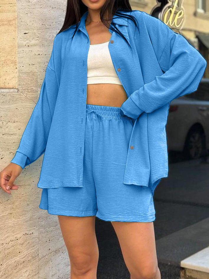 Women's casual overshirt set with elasticated waistband and wide-cut shorts NOVAE