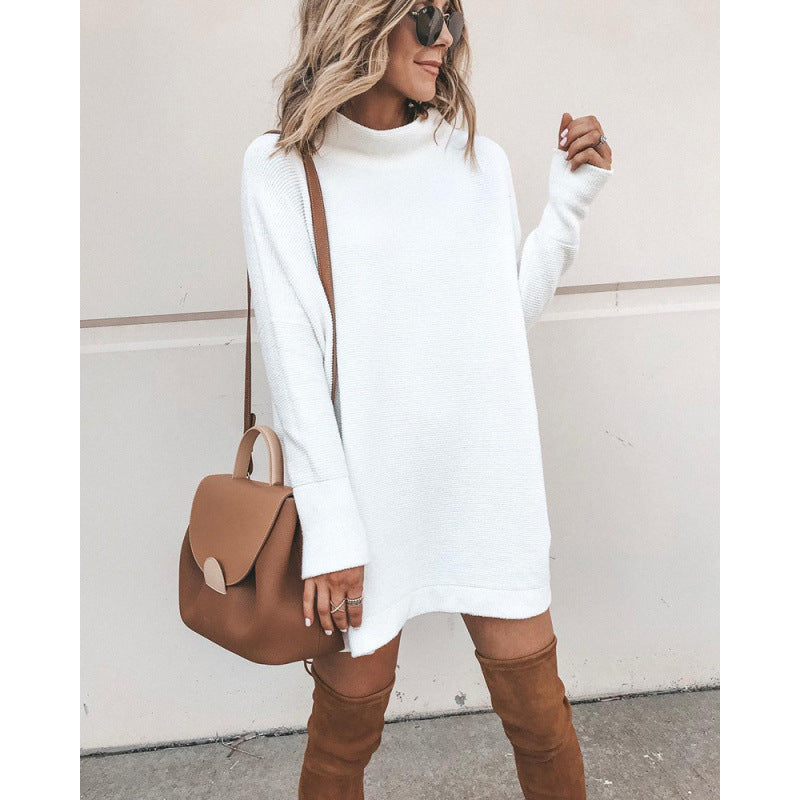 Women's Cozy Oversized Dress with Roll Neck and Long Sleeves NOVAE