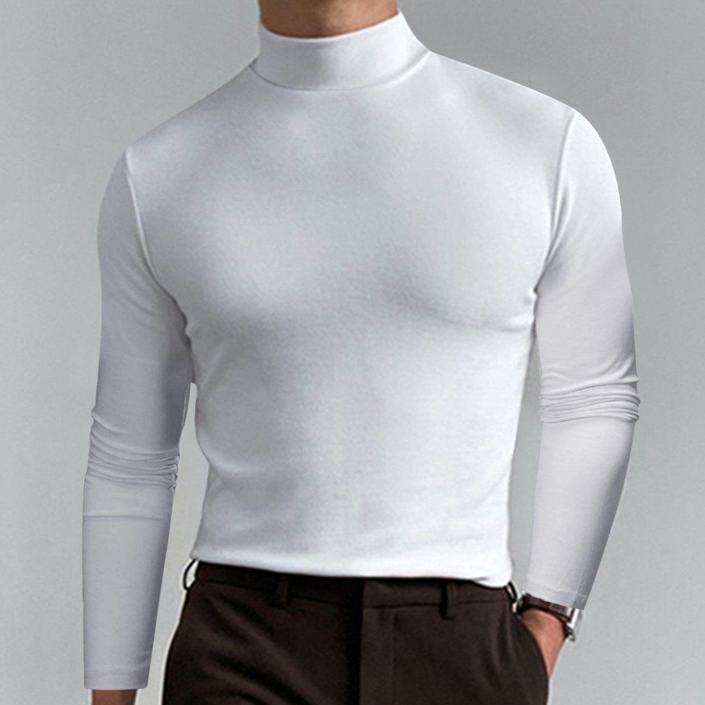 Men's high-quality roll-neck sweater made from a fine cotton blend NOVAE