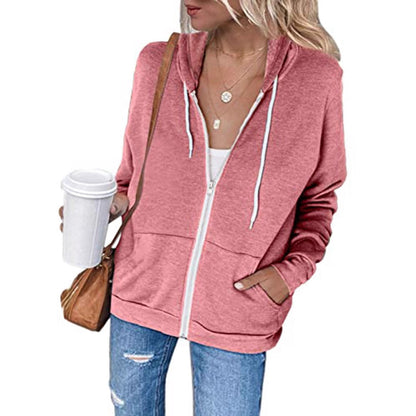 Women's casual hooded jacket with zipper and practical pockets NOVAE