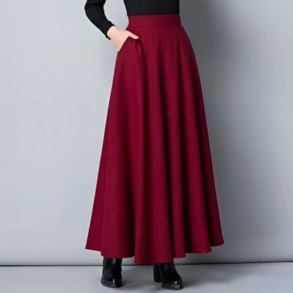 Women's Elegant Maxi Skirt with Swinging Hem and Practical Pockets NOVAE