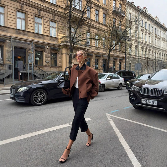 Women's fashionable short jacket with a classic cut NOVAE