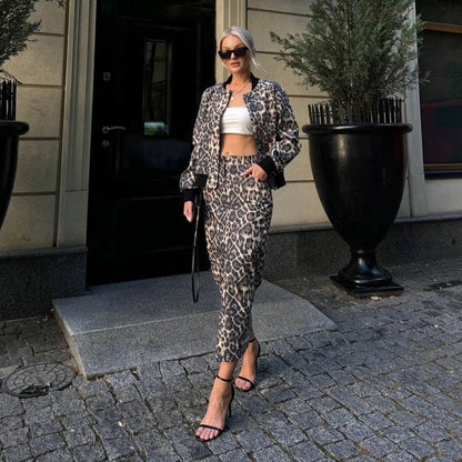 Women's sporty bomber jacket and midi skirt set NOVAE