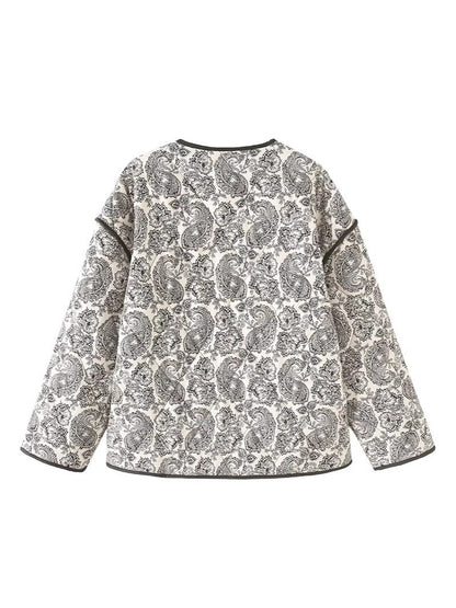 Women's fashionable quilted jacket with unique paisley pattern NOVAE