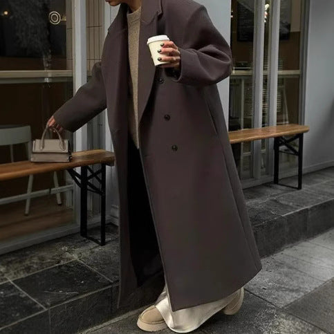 Women's Classic Oversized Designer Coat with Double Button Closure and Soft Lining NOVAE