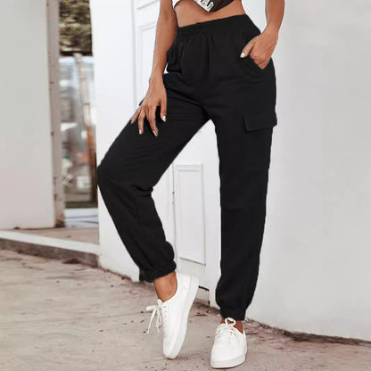 Women's cargo trousers with elasticated waistband and practical pockets NOVAE