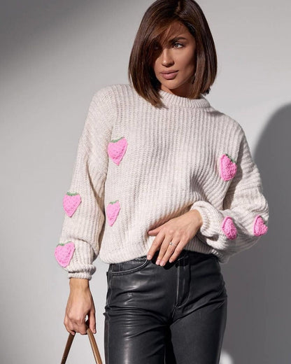 Women's sweater with unique heart design NOVAE