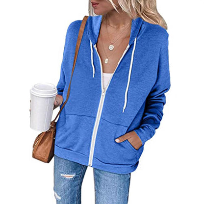 Women's casual hooded jacket with zipper and practical pockets NOVAE