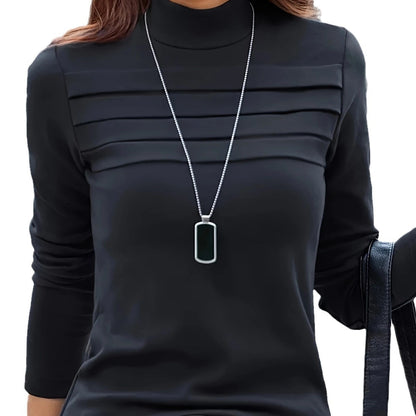 Women's long-sleeved shirt with structured collar and elegant pleats NOVAE