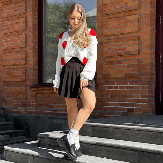 Women's cardigan with unique heart appliqués and a relaxed fit NOVAE