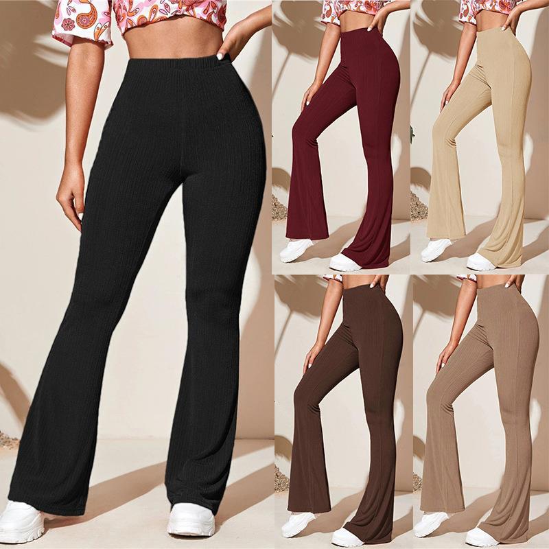 Women's casual bootcut trousers with ribbed texture NOVAE