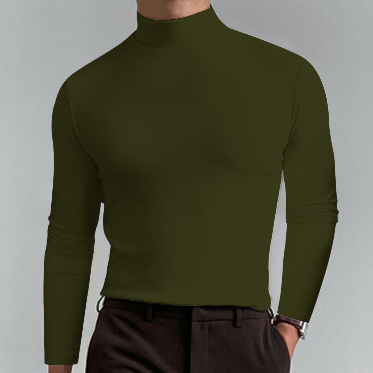 Men's high-quality roll-neck sweater made from a fine cotton blend NOVAE