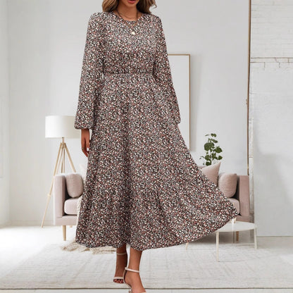 Women's midi dress with elasticated waistband and floral pattern NOVAE