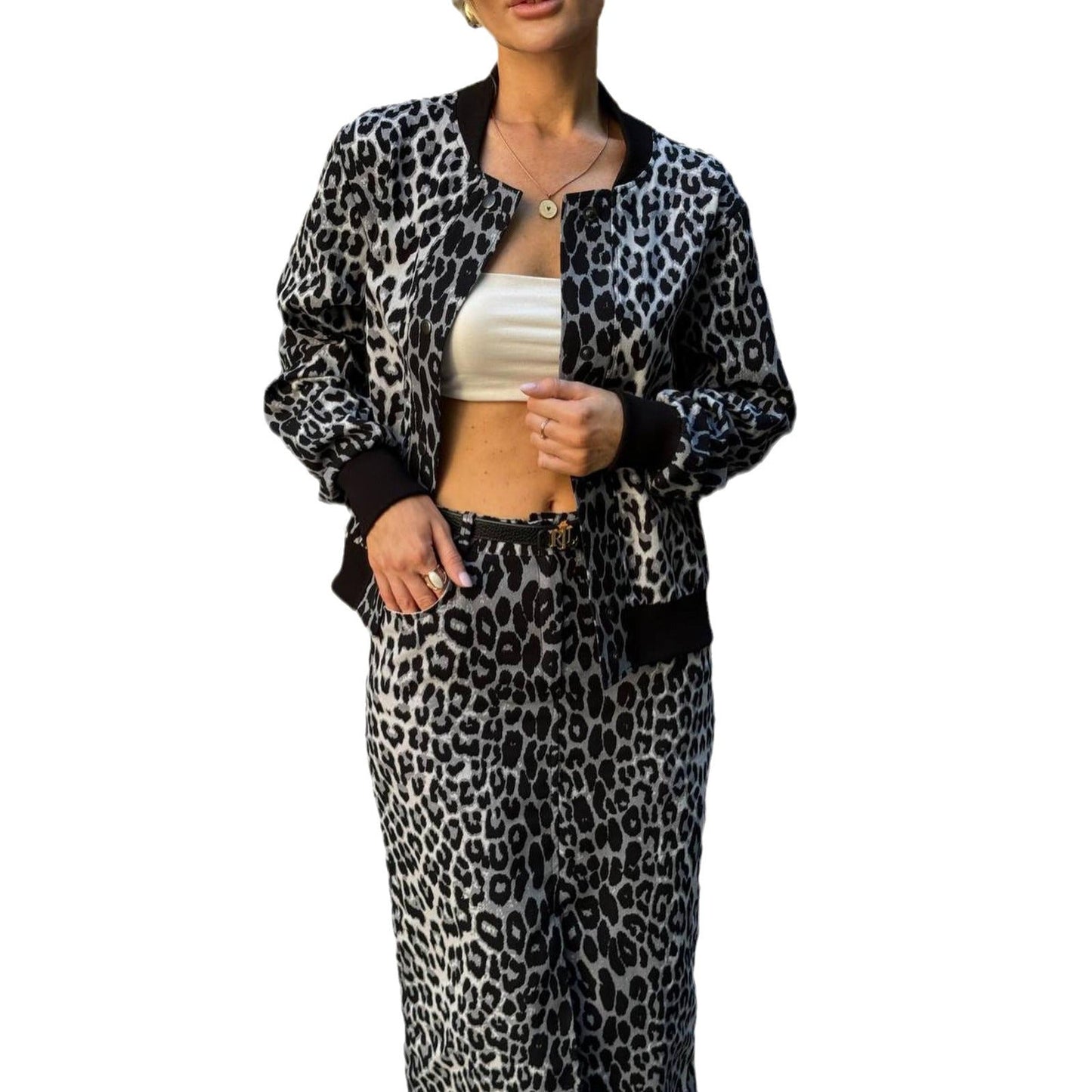 Women's sporty bomber jacket and midi skirt set NOVAE