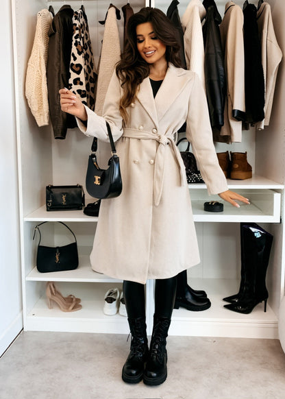 Women's trench coat with double-breasted button closure and chic waist belt NOVAE