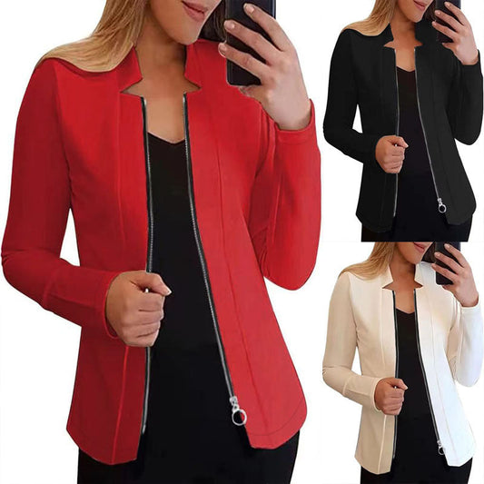 Women's elegant jacket with full-length zipper and slim fit NOVAE