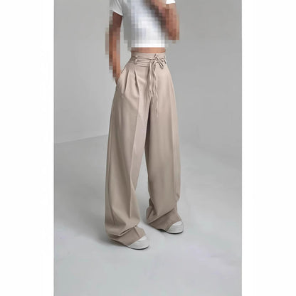 Women's wide-leg high-waisted trousers with sophisticated draping NOVAE