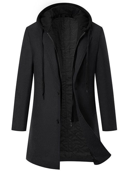 Men's elegant transitional coat with detachable hood NOVAE