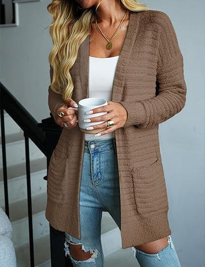 Women's Cozy Cardigan with Pockets and Texture NOVAE