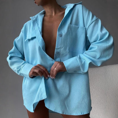 Women's casual shirt jacket made of soft textured material NOVAE