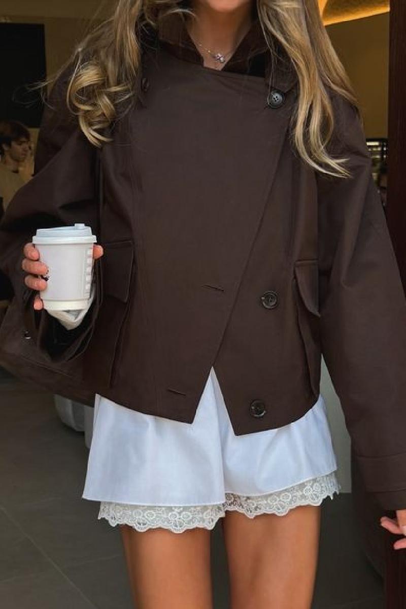 Women's short jacket with a casual cut and large pockets NOVAE