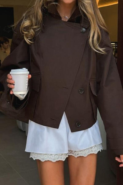 Women's short jacket with a casual cut and large pockets NOVAE