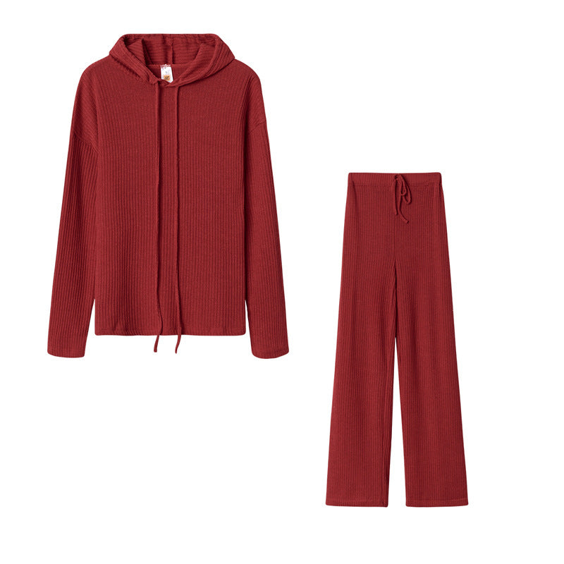 Women's Relaxed Fit Sweater Set with Hood and Wide-Leg Trousers NOVAE