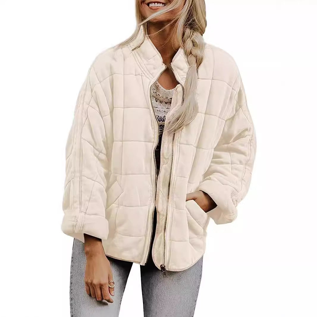 Women's quilted hooded jacket with zipper and pockets NOVAE