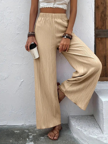 Women's wide-leg lounge trousers with elasticated waistband and pleats NOVAE