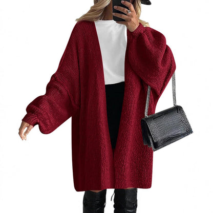 Women's Oversized Knit Coat with Open Front and Long Sleeves NOVAE