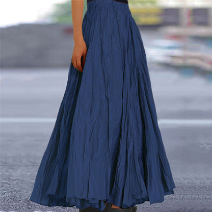 Women's long, flowing skirt with elastic waistband and modern texture NOVAE