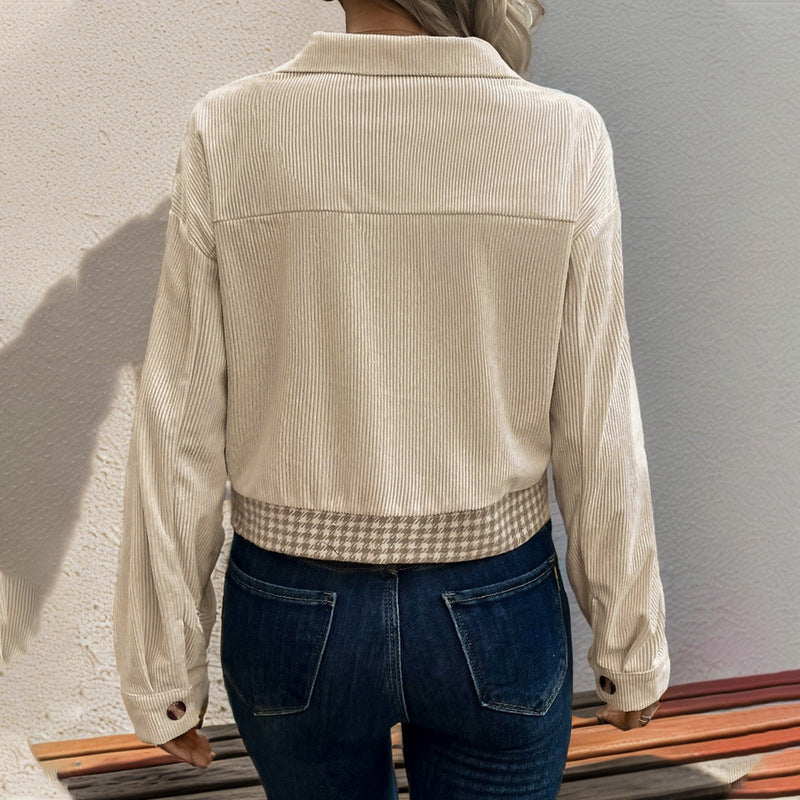 Women's fashionable plaid jacket with pockets NOVAE