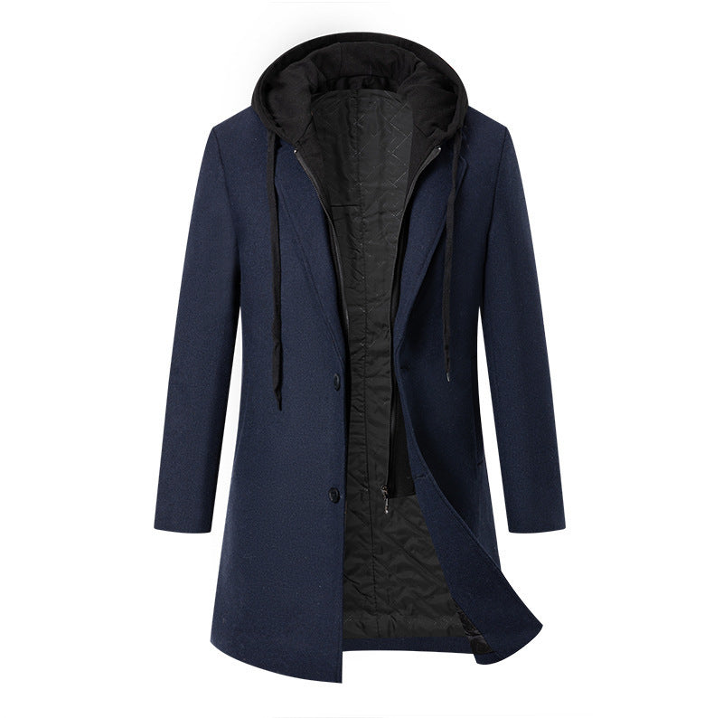 Men's elegant transitional coat with detachable hood NOVAE