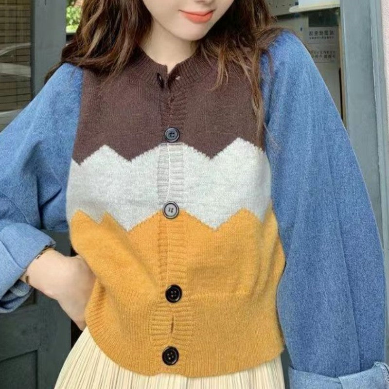 Women's trendy cardigan with modern color accents NOVAE