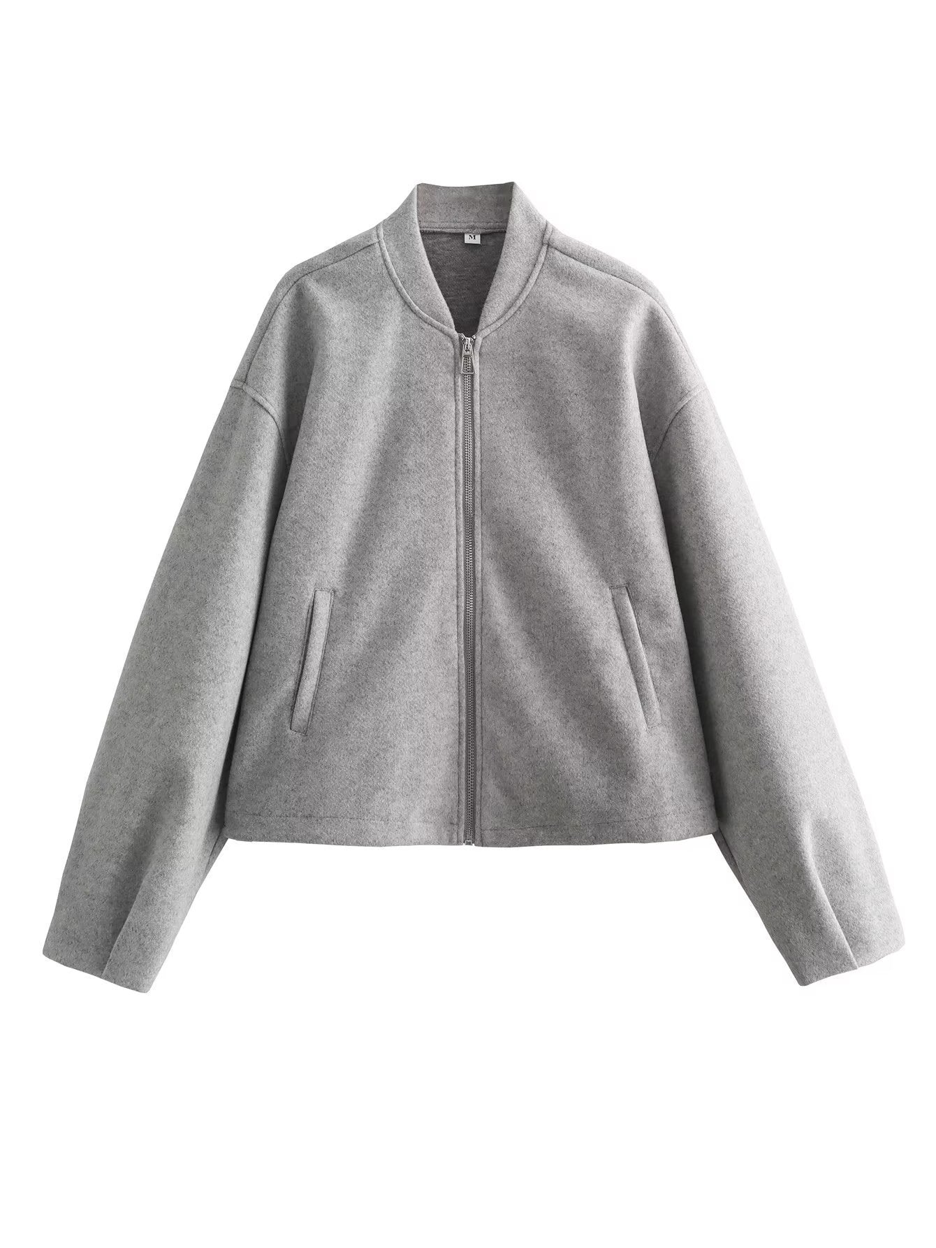 Women's casual transitional jacket with stand-up collar and asymmetrical cut NOVAE