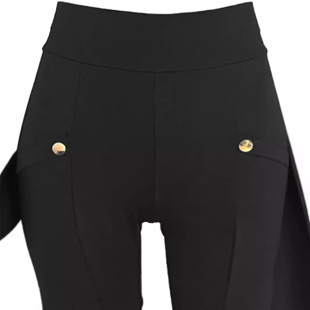Women's Elegant Performance Trousers with Practical Pockets and Side Button Details NOVAE