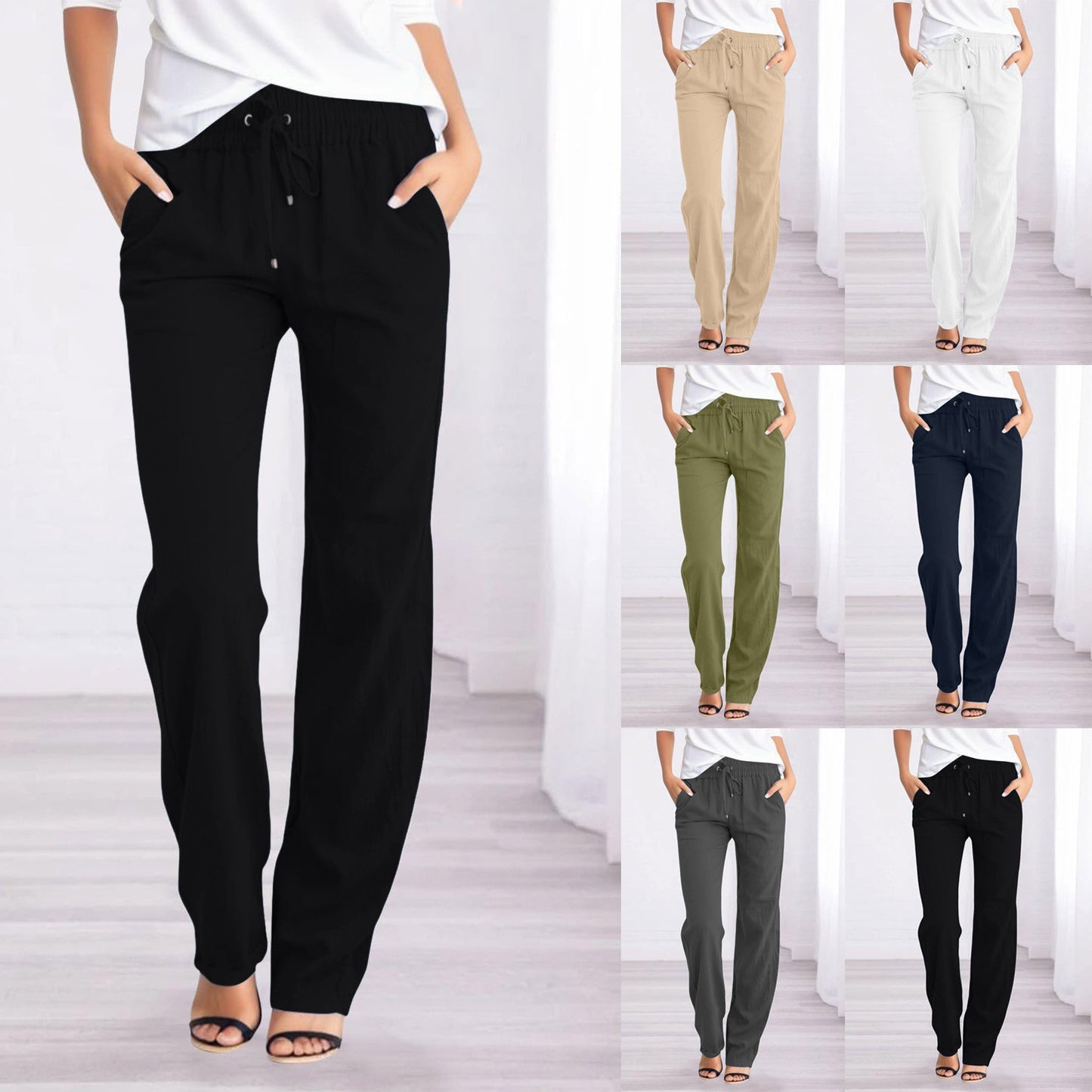 Women's Comfortable Leisure Trousers with Elastic Waistband and Practical Side Pockets NOVAE