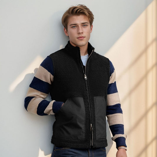 Men's fashionable fleece jacket with structured collar and practical pockets NOVAE