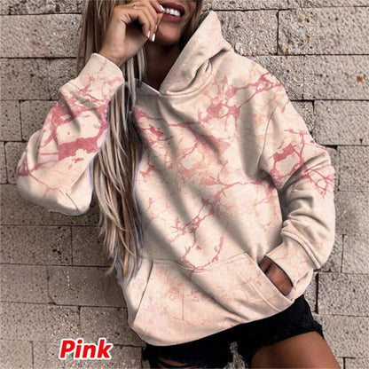 Women's hoodie with stylish marble pattern NOVAE