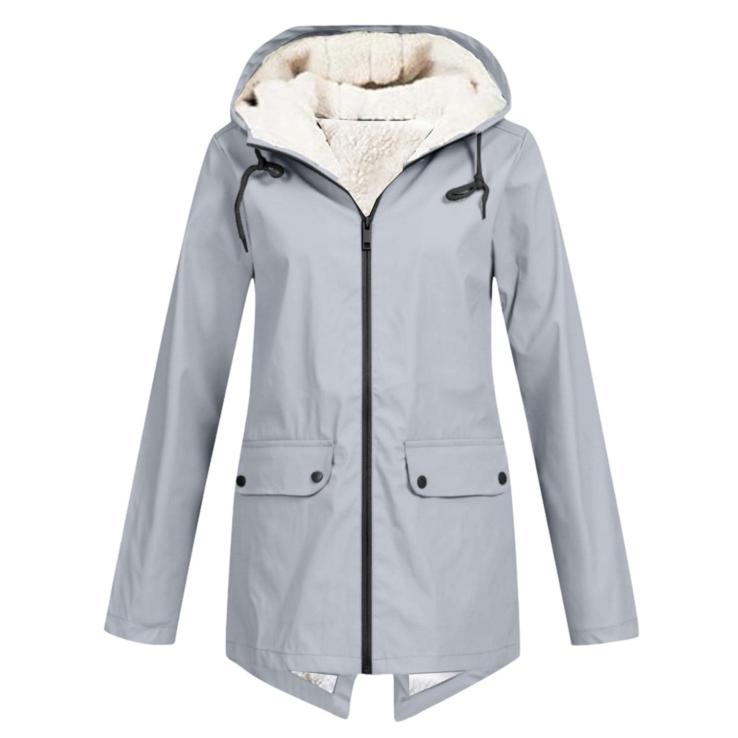 Women's weatherproof and lined rain jacket with adjustable hood collar NOVAE